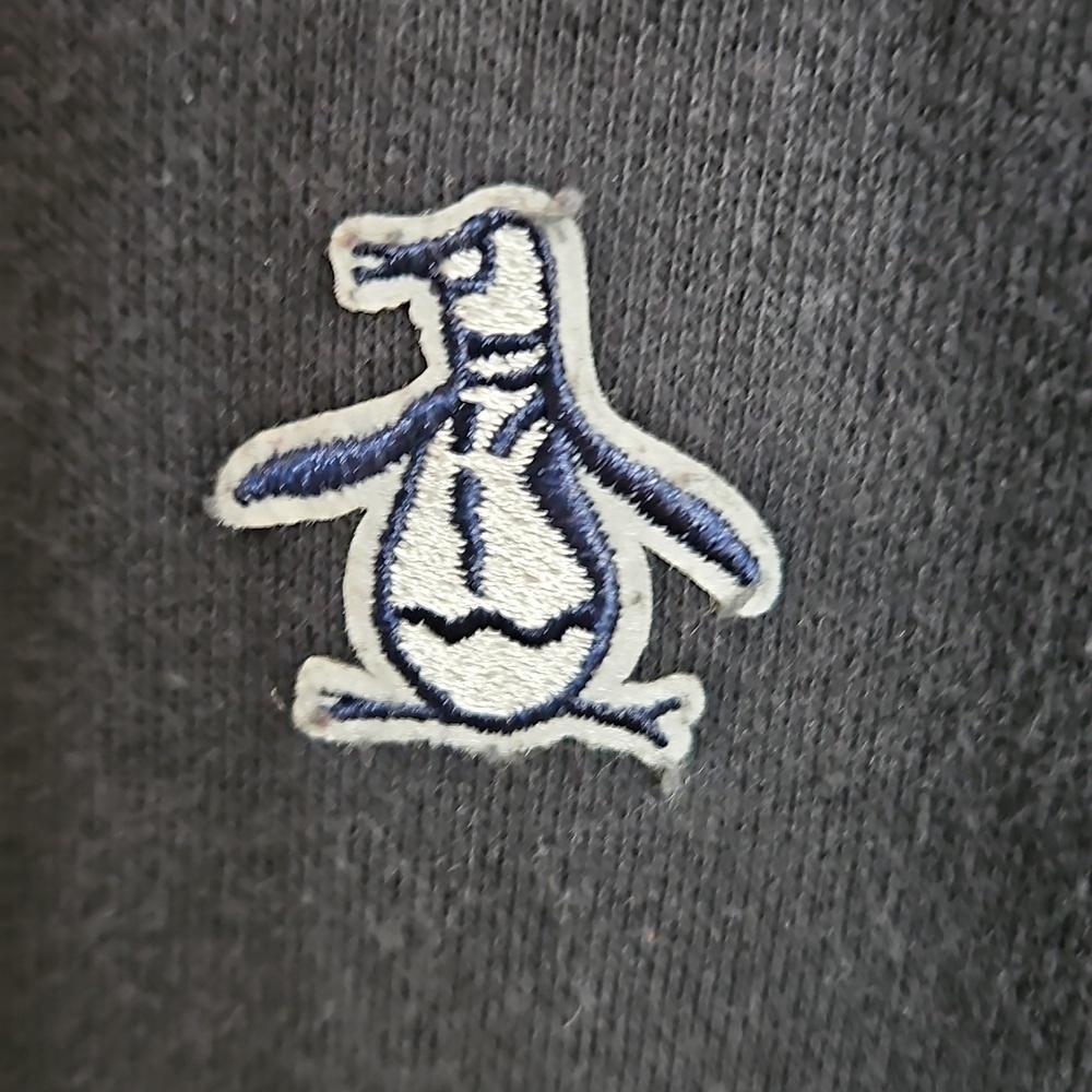 Penguin Original Sticker Pete Crew Neck Fleece Navy Blue Sweatshirt Sz M Mens - Picture 6 of 6